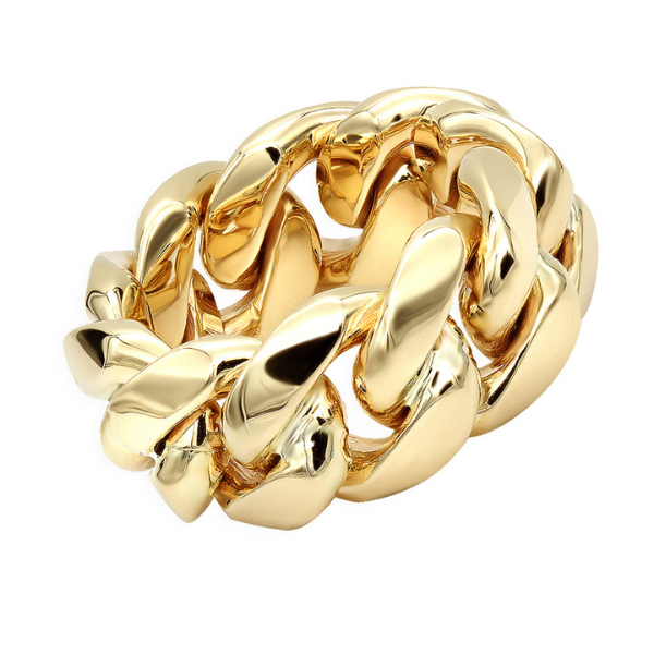 Men’s Chain Ring – 18K Gold Stainless Steel Band | Bold Cuban Link Design