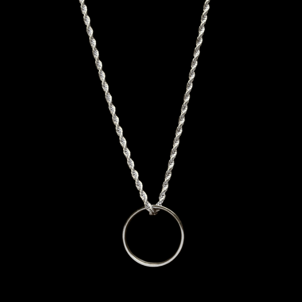 18K Gold Ring Pendant Rope Chain – Stainless Steel Unisex Necklace