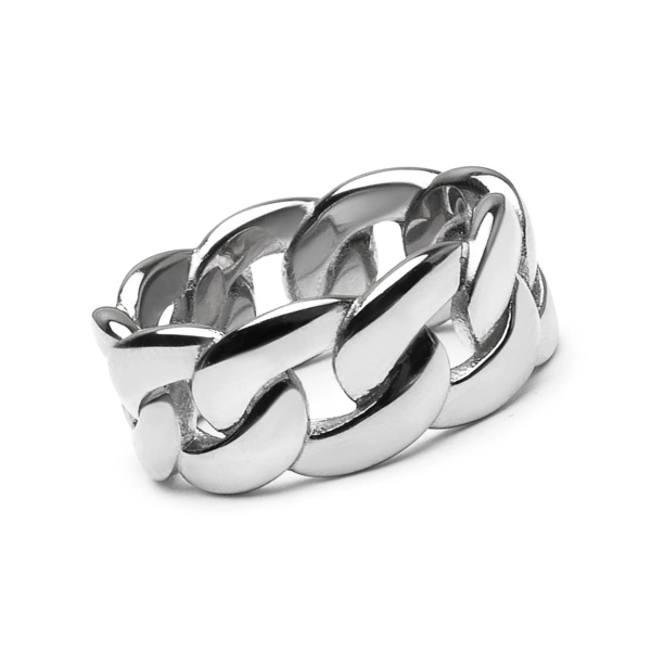 Men’s Chain Ring – 18K Gold Stainless Steel Band | Bold Cuban Link Design